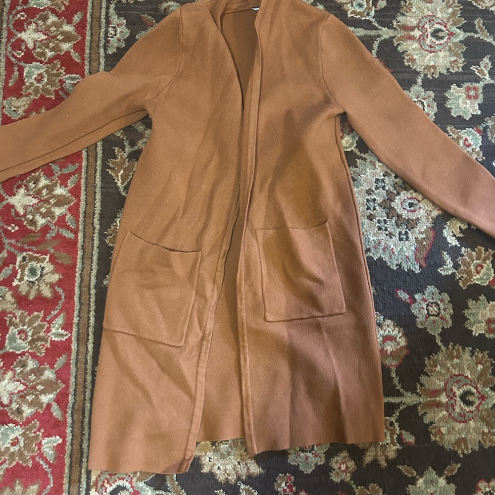 Women's Tan Open Front Coat